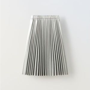 ZARA FAUX LEATHER PLEATED MIDI SKIRT